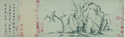趙孟頫在《秀石疏林圖》題跋中寫(xiě)道：“石如飛白木如籀，寫(xiě)竹還于八法通。若也有人能會(huì)此，方知書(shū)畫(huà)本來(lái)同?！边@體現(xiàn)出中國(guó)畫(huà)書(shū)畫(huà)同源的創(chuàng)作思想。