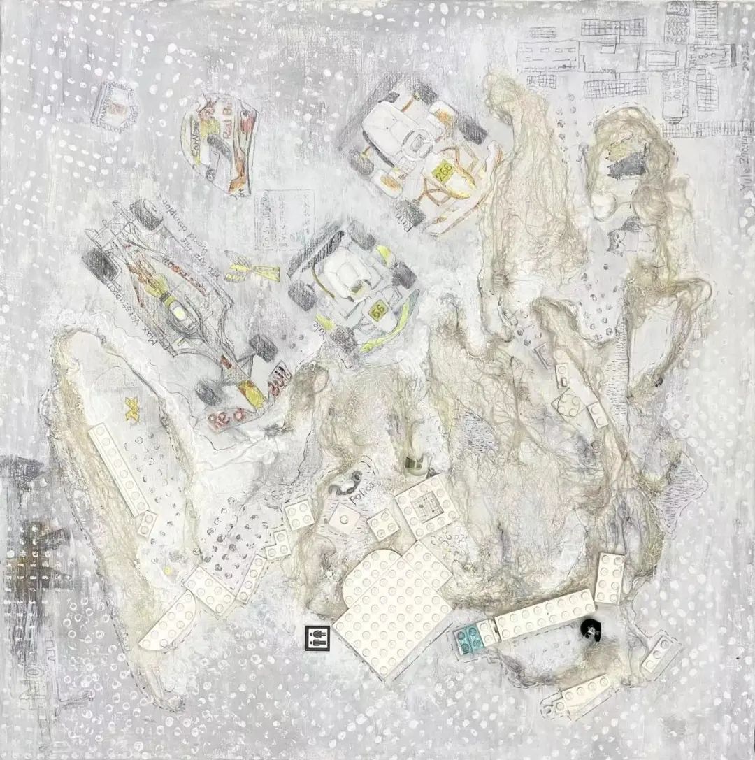 《我的世界》  作者：張容有 尺寸：50x50cm 材料：丙烯、色粉筆、綜合材料 創(chuàng)作年齡：9歲    最具藝術(shù)獎