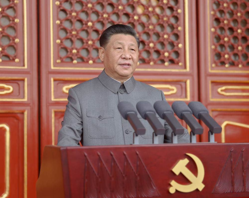 2021年7月1日，慶祝中國共產(chǎn)黨成立100周年大會在北京天安門廣場隆重舉行。習(xí)近平發(fā)表重要講話。新華社記者 鞠鵬 攝