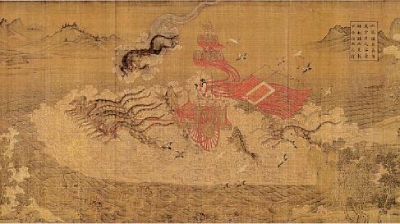 洛神賦圖（局部） 原作為東晉畫家顧愷之所繪，后有多個(gè)臨摹本，本圖應(yīng)為宋代畫家所繪。
