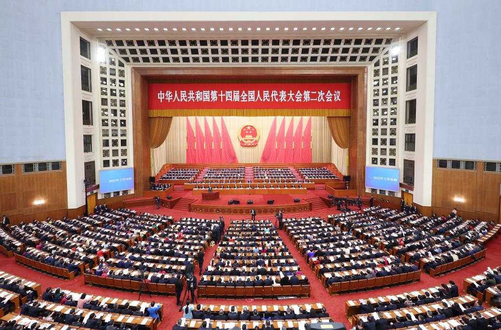 3月5日，第十四屆全國人民代表大會第二次會議在北京人民大會堂開幕。新華社記者 丁海濤 攝