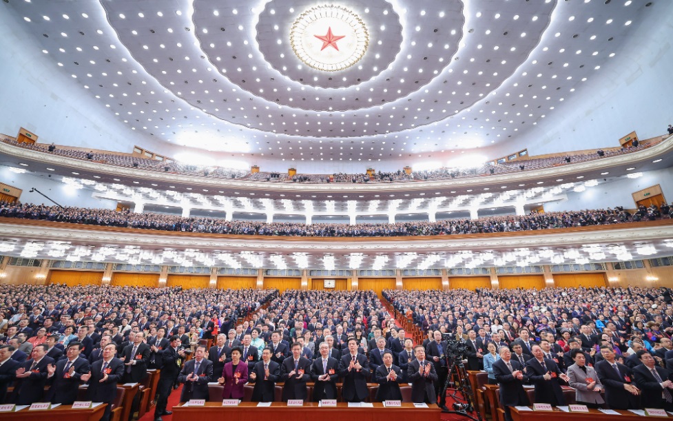 3月8日，十四屆全國人大二次會議在北京人民大會堂舉行第二次全體會議。新華社記者 丁海濤 攝