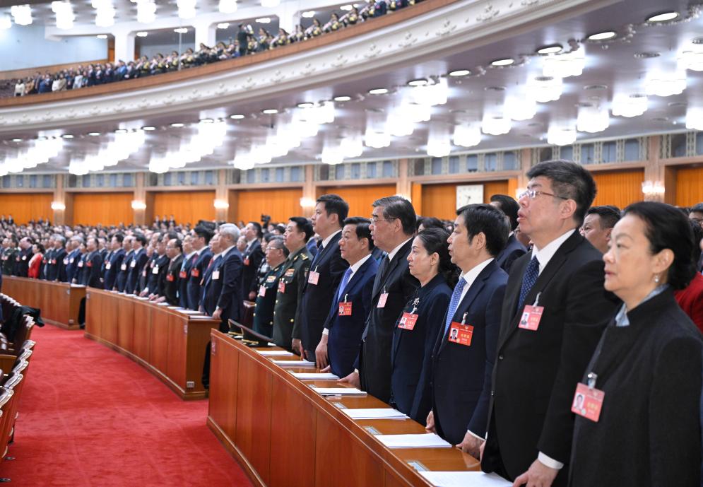 3月10日，中國人民政治協(xié)商會議第十四屆全國委員會第二次會議在北京人民大會堂舉行閉幕會。新華社記者 李學(xué)仁 攝