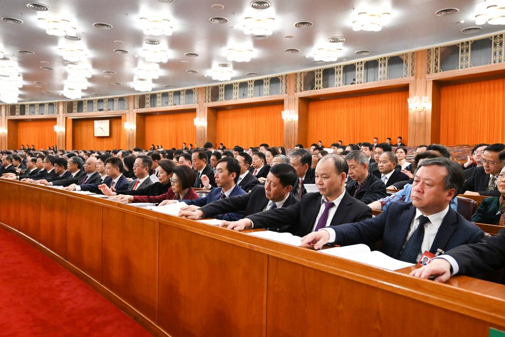 3月10日，中國人民政治協(xié)商會議第十四屆全國委員會第二次會議在北京人民大會堂舉行閉幕會。新華社記者 謝環(huán)馳 攝