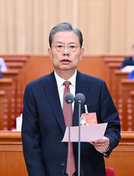 3月11日，第十四屆全國人民代表大會(huì)第二次會(huì)議在北京人民大會(huì)堂舉行閉幕會(huì)。趙樂際主持閉幕會(huì)并講話。新華社記者 李學(xué)仁 攝
