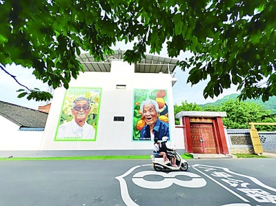 西安美院的師生在蔡家坡村繪制的壁畫。本報(bào)記者 于園媛攝/光明圖片