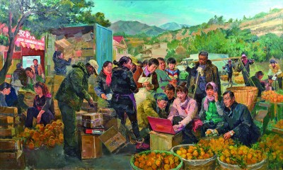 互聯(lián)網(wǎng)的春天——農(nóng)村電商（油畫） 郭健濂、褚朱炯