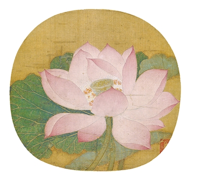中國畫《出水芙蓉圖》，作者為南宋吳炳（傳）。  故宮博物院藏
