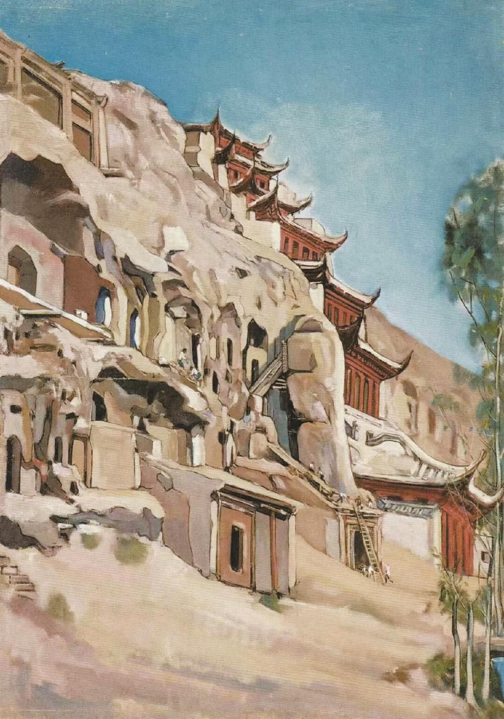 常書鴻《敦煌九層樓》，1952年