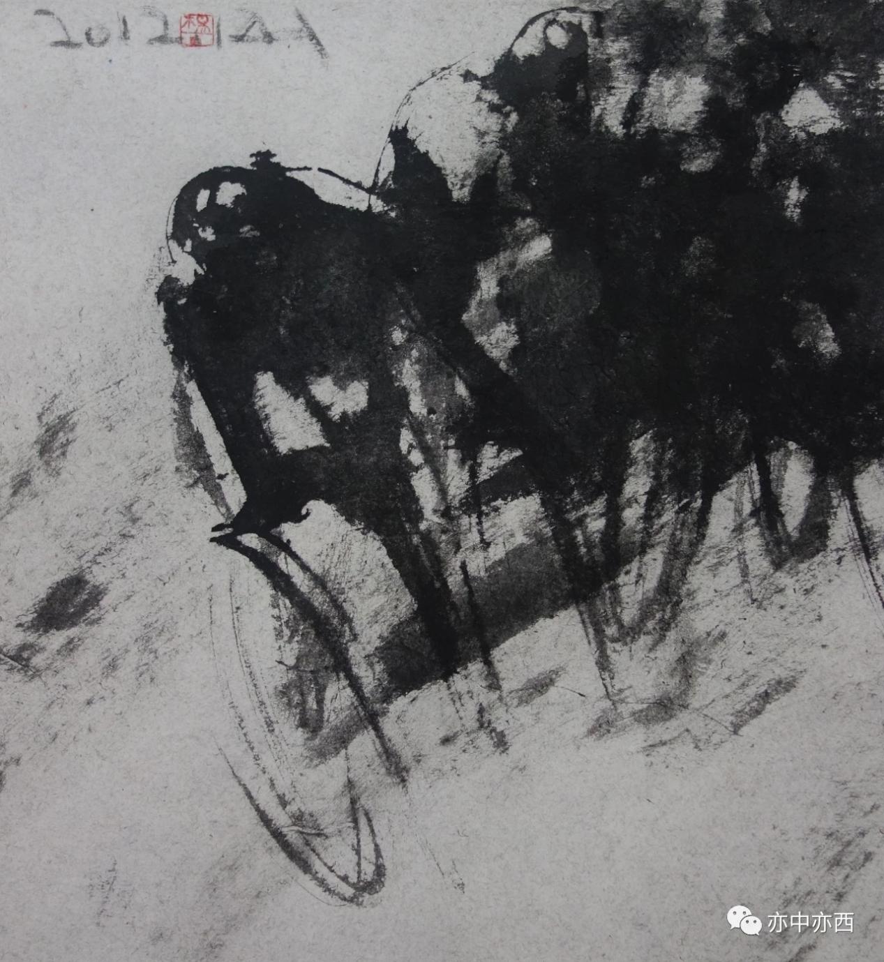 沖向終點(diǎn)，36X39CM,2012年，紙本水墨