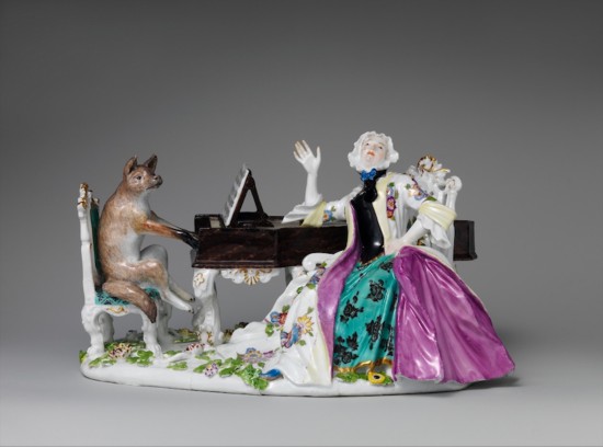 福斯蒂娜·博爾多尼和狐貍（Faustina Bordoni and Fox），陶瓷擺件，德國，約1743年