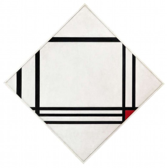 蒙德里安，《八條線紅色矩形的菱形構(gòu)成》，1938年，布面油畫(huà)，貝耶勒基金會(huì)藏（貝耶勒基金會(huì)展品）